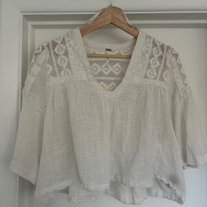 Free People Carry Me Away Gauze Blouse, White, Small